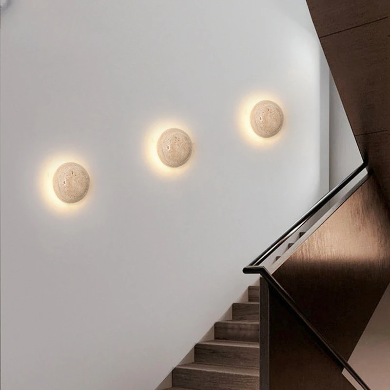 Middle Ancient Restaurant Yellow Cave Stone Circular Wall Lamp Staircase Corridor Bedroom Atmosphere Light Home Decor Lighting