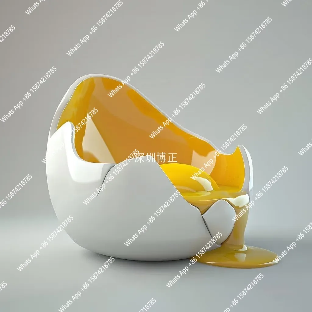 A69 Broken Shell Flowing Heart Chair Cute Shape Single Sofa Bedroom Leisure Lazy Chair Ornament