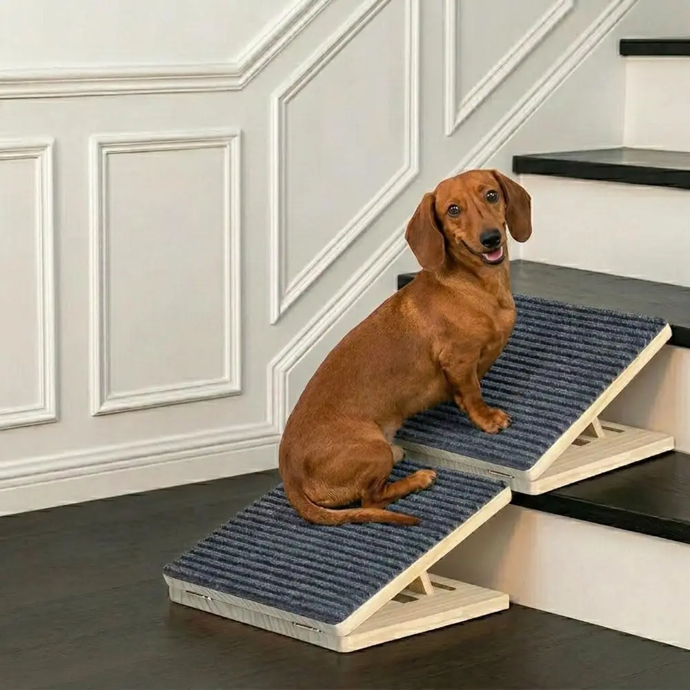 

1Pcs Dog Ramp for Stairs Foldable Anti-Slip Stair Ramp for Small Dogs Wooden Pet Steps for Senior Adjustable Low-Angle Dog Stair