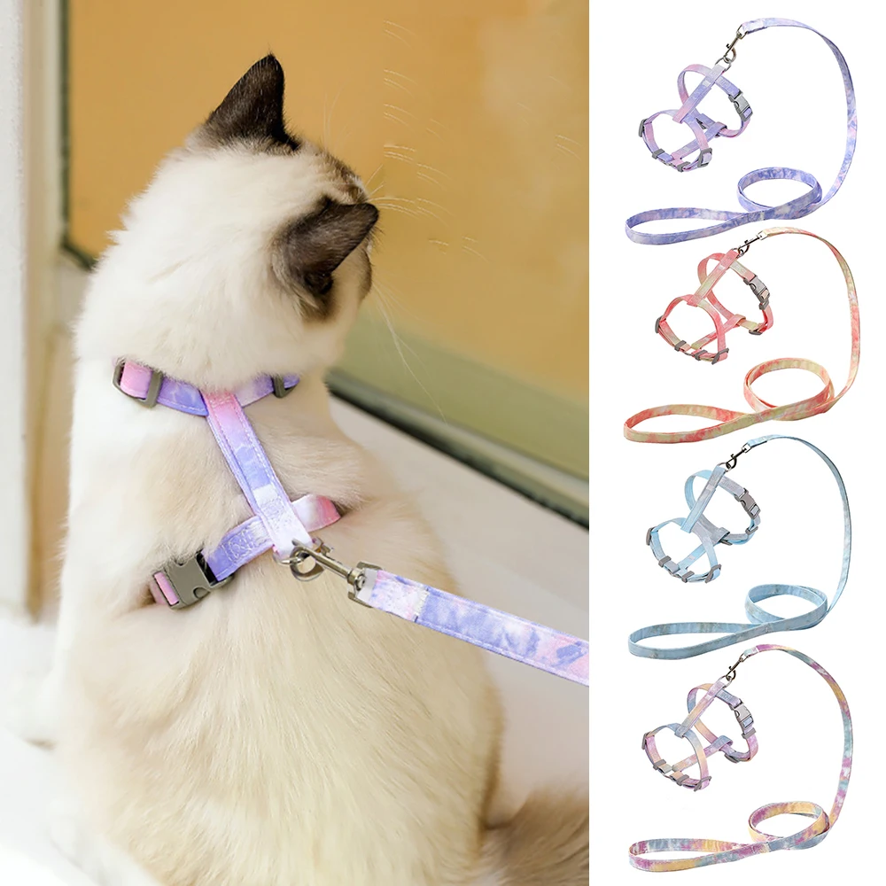 

H-Type Cat Harness Vest - Escape-Proof Soft Kitten Harness with Leash Set, Adjustable Breathable Safety Vest for Indoor Outdoor