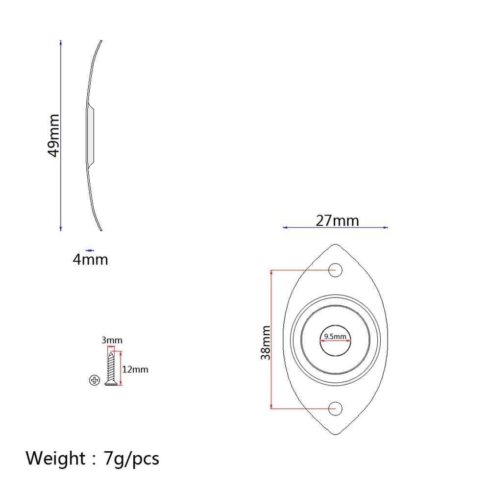 

Oval Indented Pickup Jack Socket Plate Metal Jack Plate with Screws Silver Sturdy Replacement Part for Electric Guitar Bass