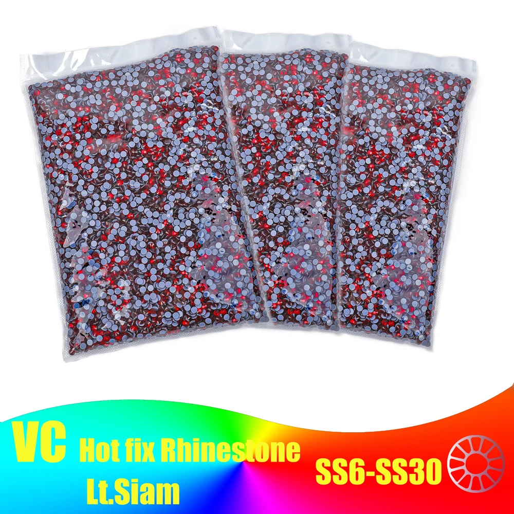 Hot sale!SS6-SS30 Siam 2880pcs 14400Pcs Wholesale Flatback DMC Hot fix Rhinestone Iron On Crystals for Garment