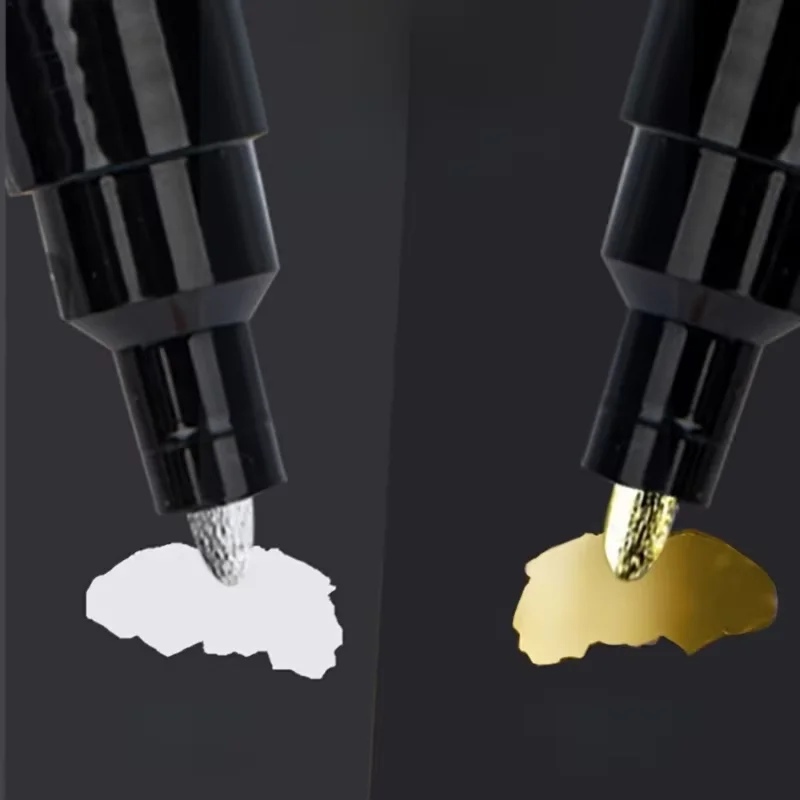 2‑Pack Mirror‑Effect Marker Pens, Golden & Silver, Medium Tip, Ergonomic Plastic Barrel, for Cards, Posters, Stones, Mugs,