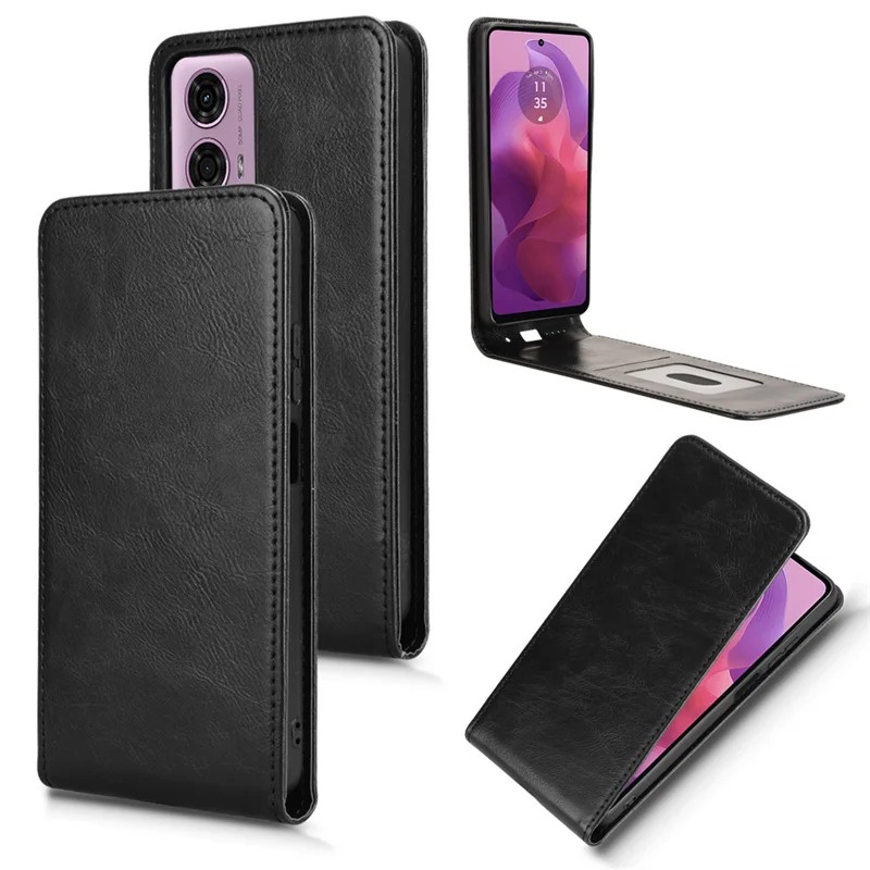 

For Motorola G24 Power Vertical Flip Cover Case Silicone Soft Leather Wallet Card Protector Case For Moto G24 / Moto G24 Power