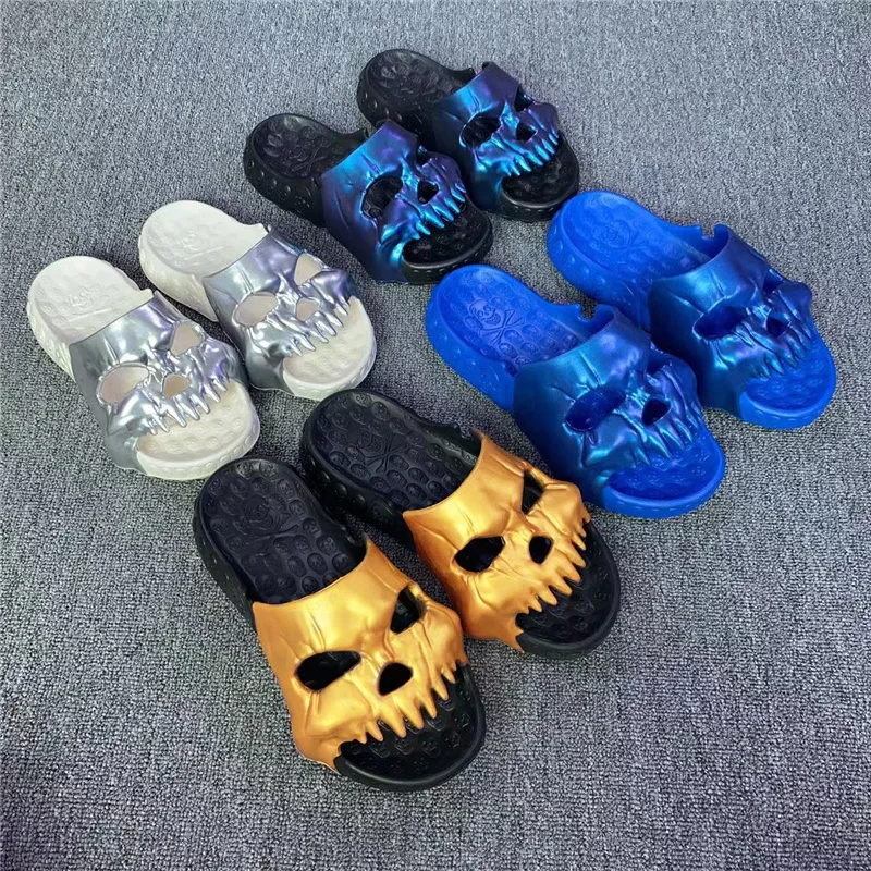 Platform Skull Slippers Demon Home Cloud Summer Beach Sandal Slides Y2k Flip Flops Men Male Soft House Shoes Flat Clapper Women