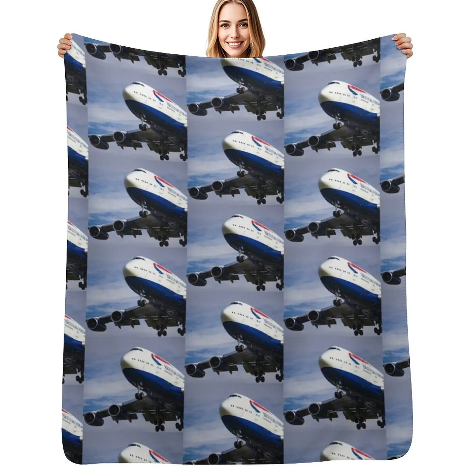 

British Airways B747 Throw Blanket Soft Big Decorative Sofas Loose Fashion Sofas Blankets