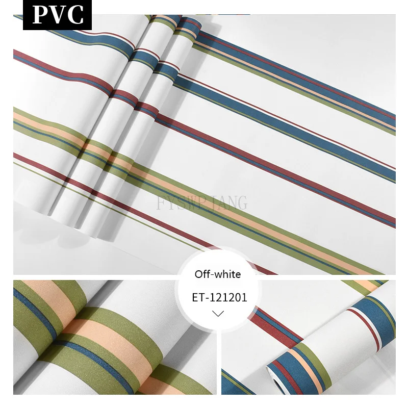 British Blue Color Vertical Stripe Wallpaper Living Room Bedroom Children's Room Home Decoration Non-self-adhesive Wall Stickers