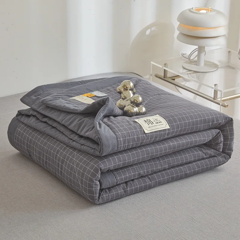 Summer Quilt Pure Cotton Air-Conditioned Quilt Double Bed Modern Plaid Comfortable Breathable Lunch Break Quilt