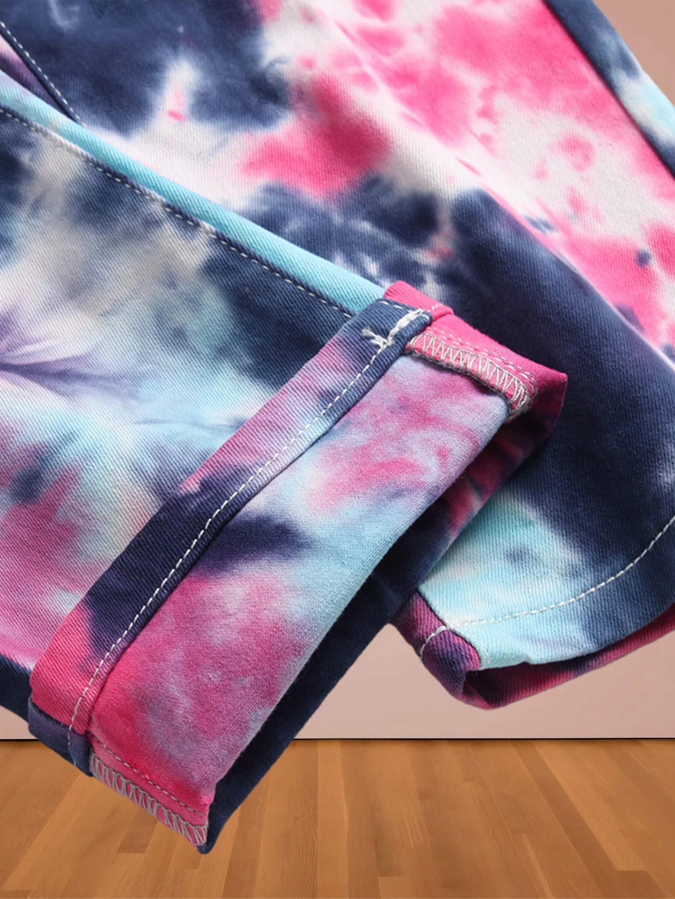 Europe and America wind new men's high street jeans tie-dyed red and blue contrast elastic street motorcycle youth fashion casua - Image 5