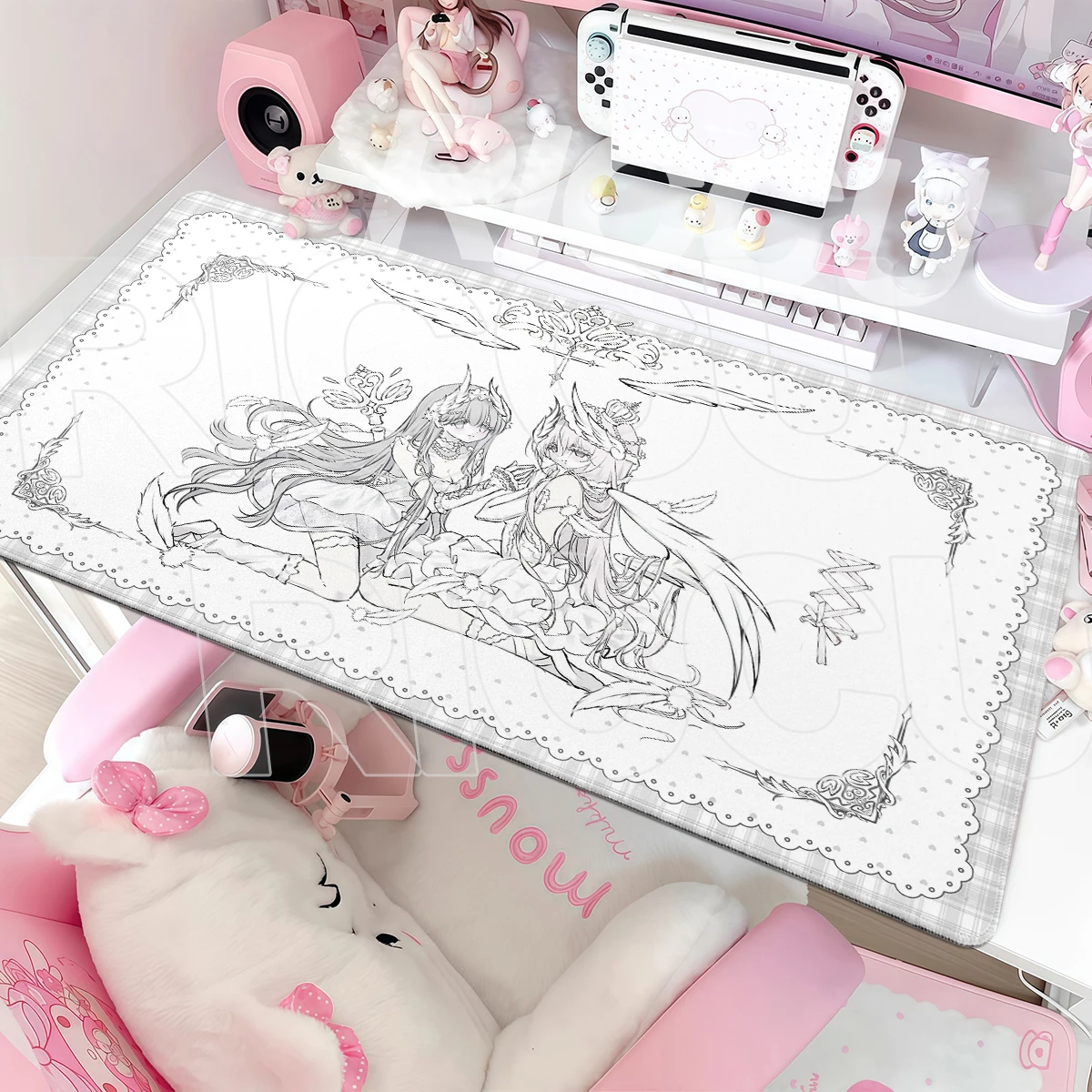 Ins Cute Angel Girls Mouse Pad Laptop Rubber Lock-Edge Cuteore Desk Mat Gaming PC Keyboard Mousemat Table Decort Anime Girl Pads
