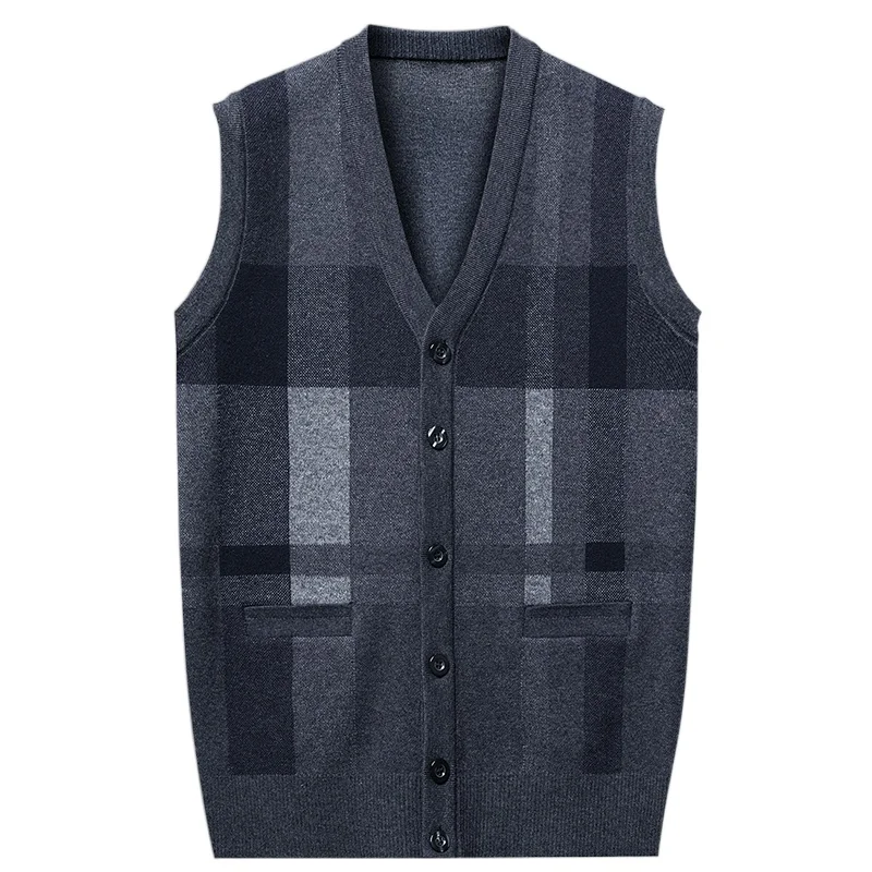 

Men's Cardigan Tank Top Business Leisure Fashion Knitted Sweater Warm V-neck with Pockets