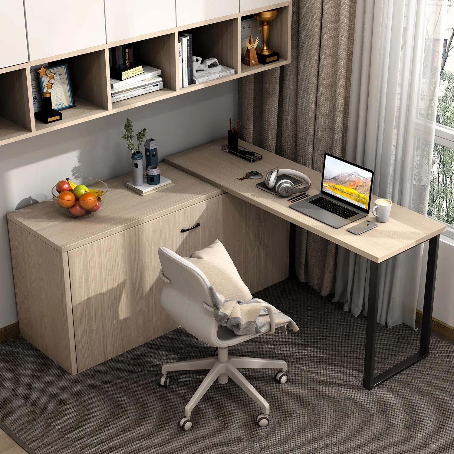 Invisible bed Wall bed Wardrobe Integrated desk Bookcase Wall study Multifunctional hidden single retractable folding bed