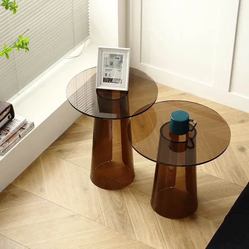 Acrylic Coffee Table Transparent Edge Modern Minimalist Glass Small Circular Designer Model Room Hotel Living Room Furniture