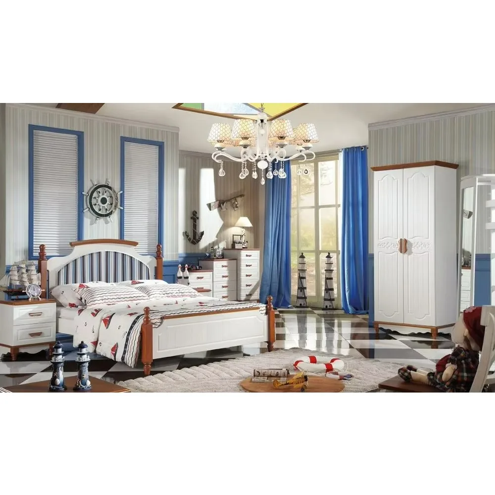 أثاث أطفال فاخر مجموعات غرف نوم أطفال باللون الأزرق الأمريكي للأولاد