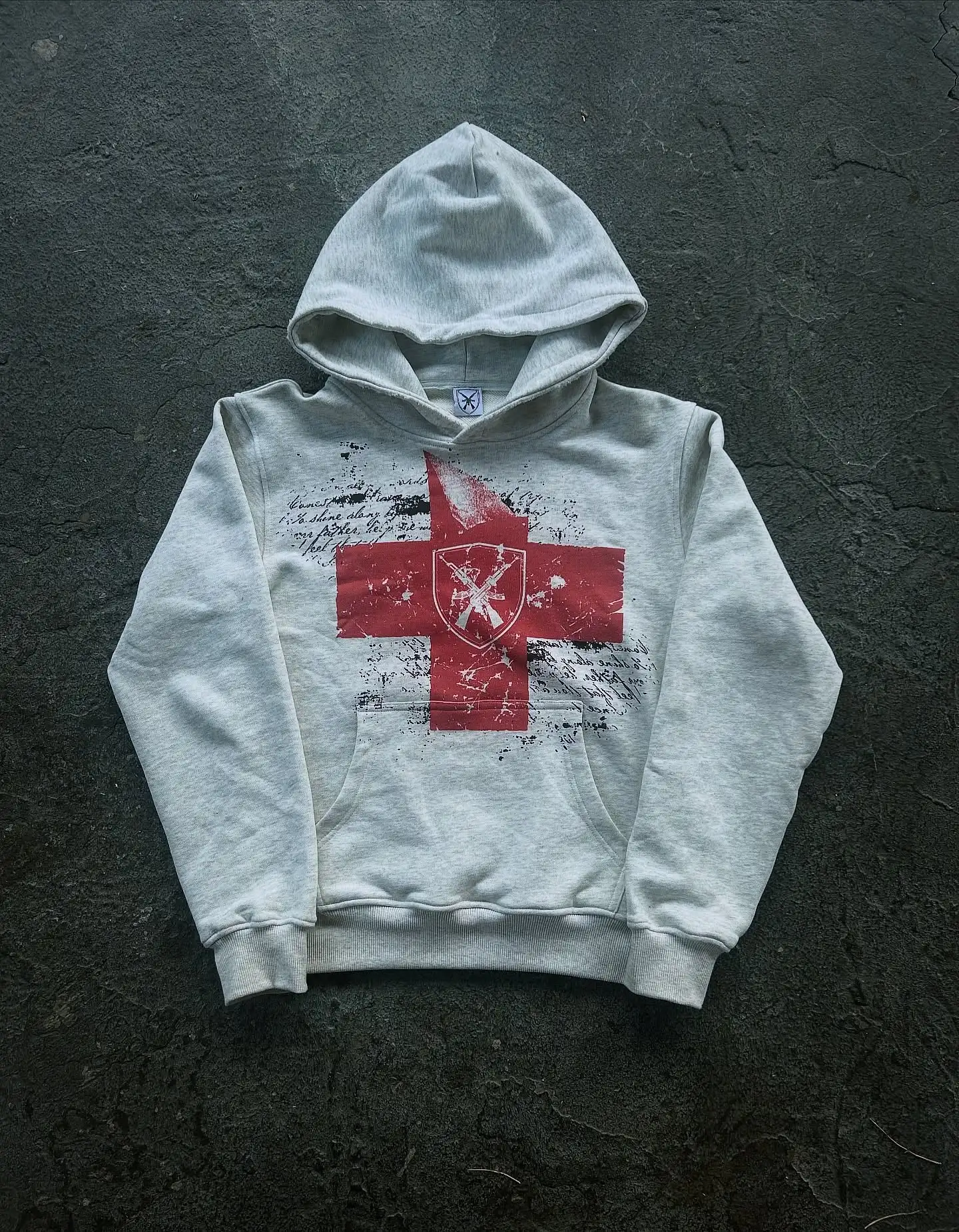 Sudaderas con capucha informales Harajuku con estampado de seguridad para hombre, ropa de calle Grunge, Tops góticos Y2k, Sudadera con capucha de gran tamaño, chándal, ropa para hombre