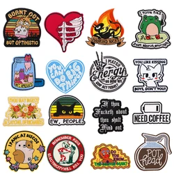 Cartoon Cat Embroidered Patches for Clothing Patches on Clothes Stickers Iron on Patches Stripes DIY Appliques