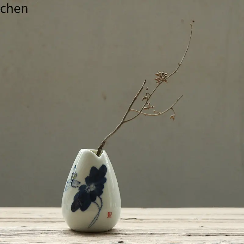 

HYS hand-painted celadon creative ornament - unique & stylish small vasehydroponic flower arrangement, mini flower vase