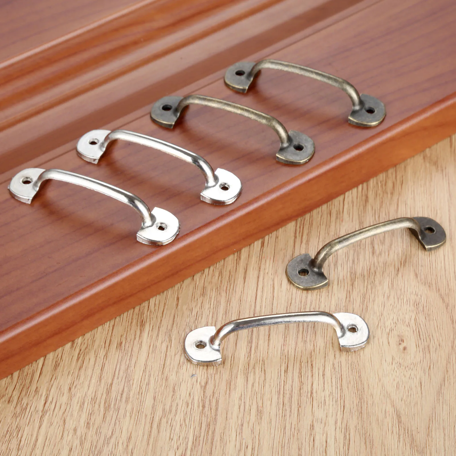 

5pcs/lot Alloy Handles w/screws Antique Bronze/Silver Pulls 50mm Hole Drawer Door Cabinet Vintage Decor Kitchen Chest 60x16mm