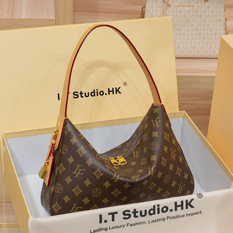 genuine-leather-floral-print-women's-shoulder-bag-underarm-bag-stylish-british-style-detachable-strap-daily-use-square-shape