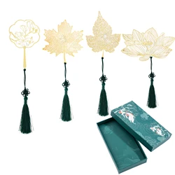 Golden Sycamore Leaves Tassels Hollow Out Bookmark Stainless Steel Page Marker Supplies Stationery Bookmark for Teachers Student
