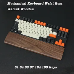 Walnut Wood Mechanical Keyboard Wooden Wrist Rest Gaming 61 68 87 104 108 Keys Ergonomic Wrist Desk Hand Pad Anti-Slip Mat GK61