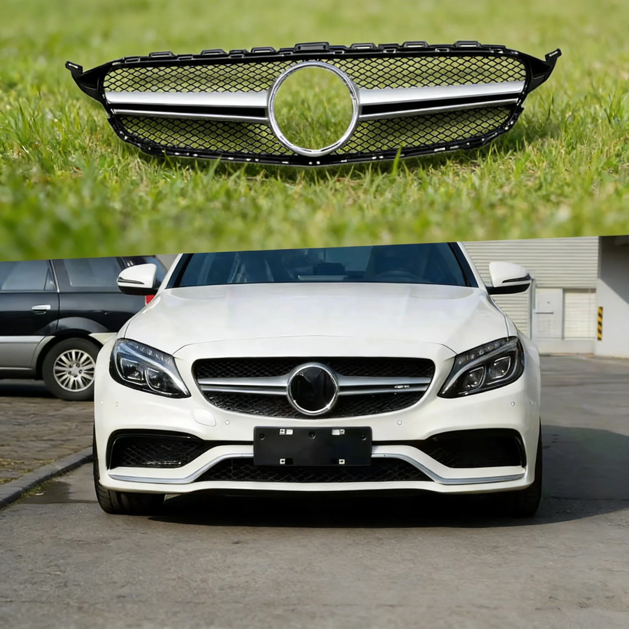 

Front Bumper Radiator Grill Center Grille For 2014-2018 W205 Mercedes Benz C180 C200 C250 C260 C300 C400 C450 C63 AM G