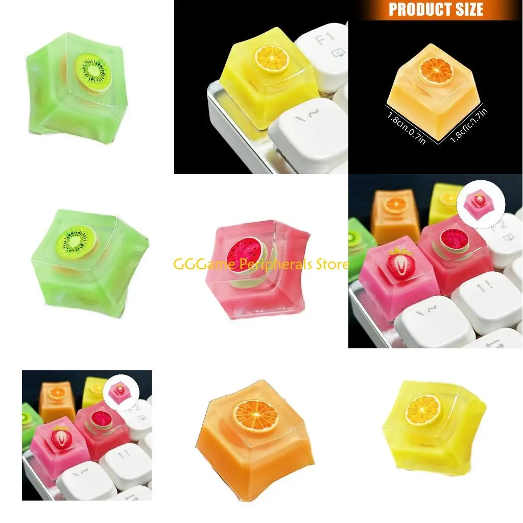 U55B LED kompatible gekreuzte Wellenmechanikschlüsselcap mit Jelly Theme Strawberry verschiedene Fruchtdesign -Harzschlüsselcap