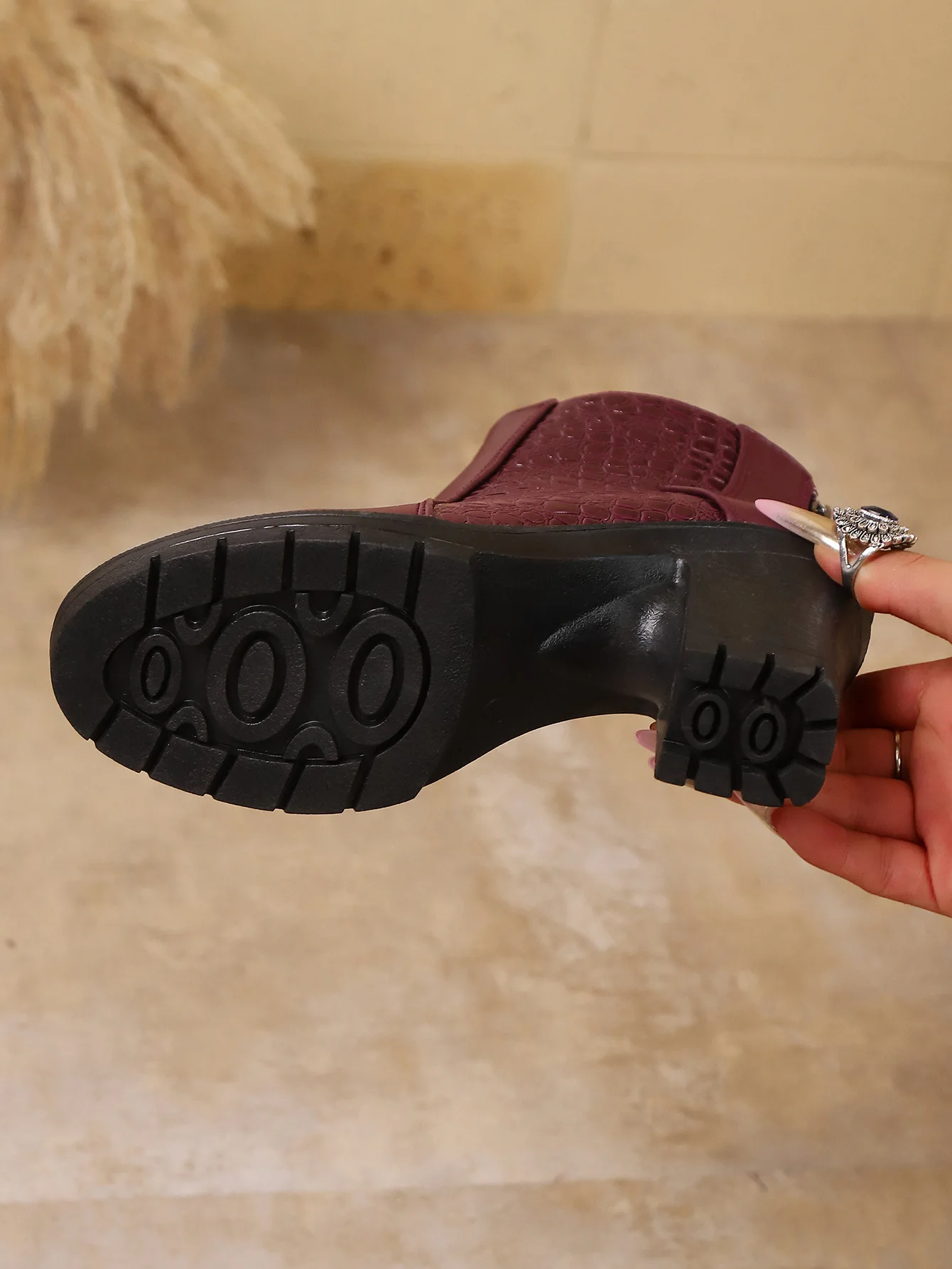 Neue Stiefeletten für Damen, 2025, Herbst, dicker Absatz, kurze Stiefel mit hohen Absätzen und Reißverschluss-Spleißen, modische kurze Stiefel in Übergröße – Detail 7