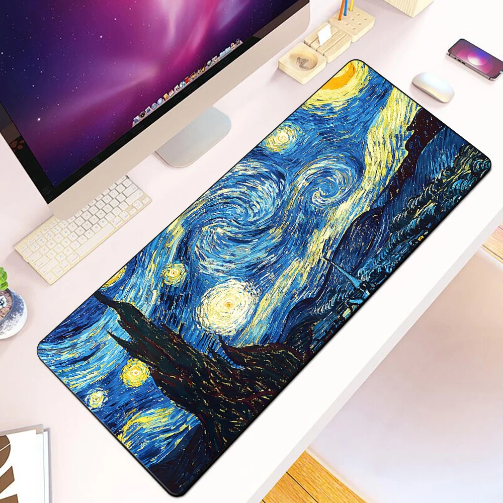 Art Painter Van Gogh Mousepad HD Printing Computer Gamers Locking Edge Non-slip Mouse Pad XXL90x40cm Keyboard PC Desk Pad