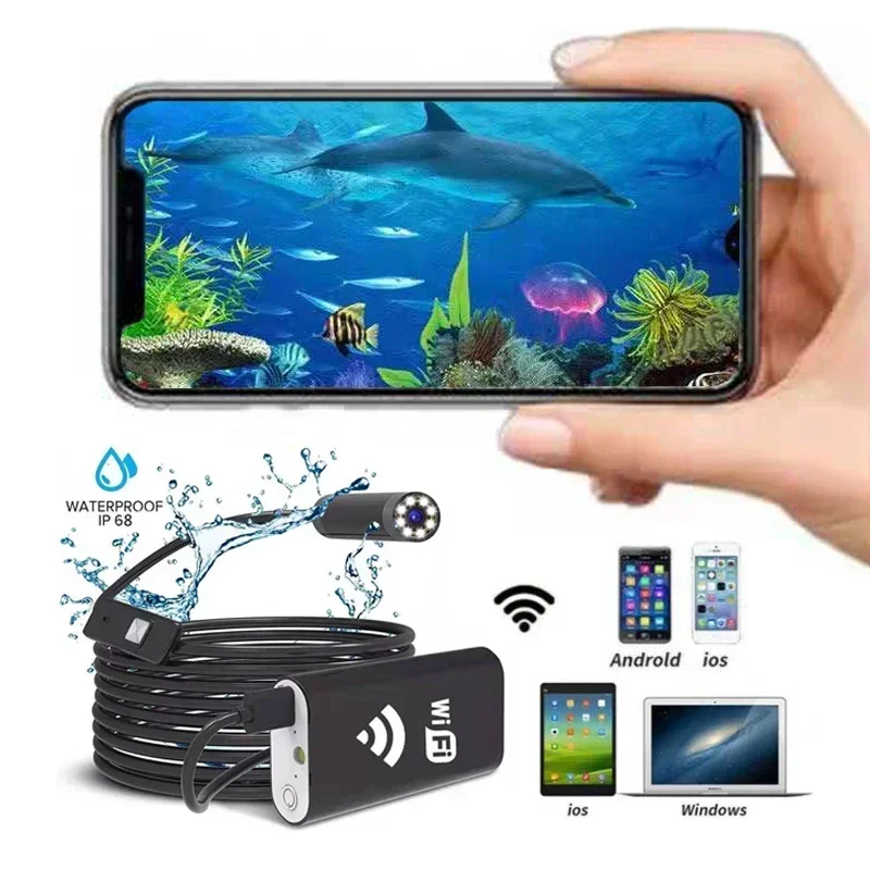 

WiFi fish finder Underwater camera 800W pixel 14mm big probe autofocus 3 in 1 endoscope fishing camera mobile phone fish finder