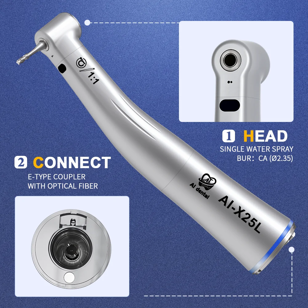 Dental Low Speed Handpiece Contra Angle With Optic Fiber AI X Series X95L/X25L/X15L/X65L