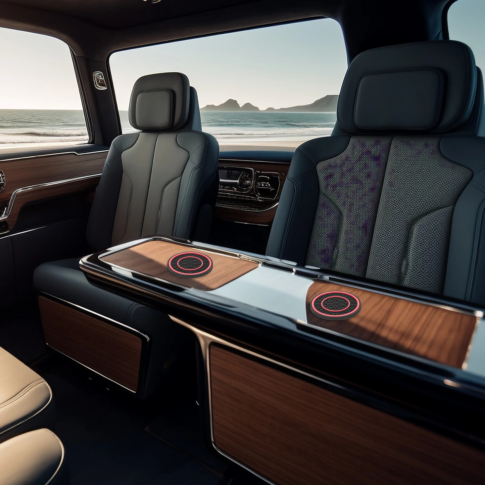 

2pcs Non-slip Car Cup Coasters Silicone Gel Universal Waterproof Mats Black Anti-slip Drink Coaster Vehicle Center Console