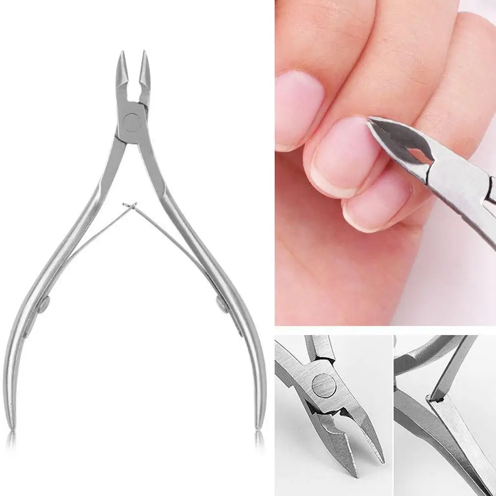 ステンレス鋼マニキュアペディキュアトリマー Nailpop ネイルキューティクルはさみとプッシャーシルバー角質はさみニッパークリッパーツール