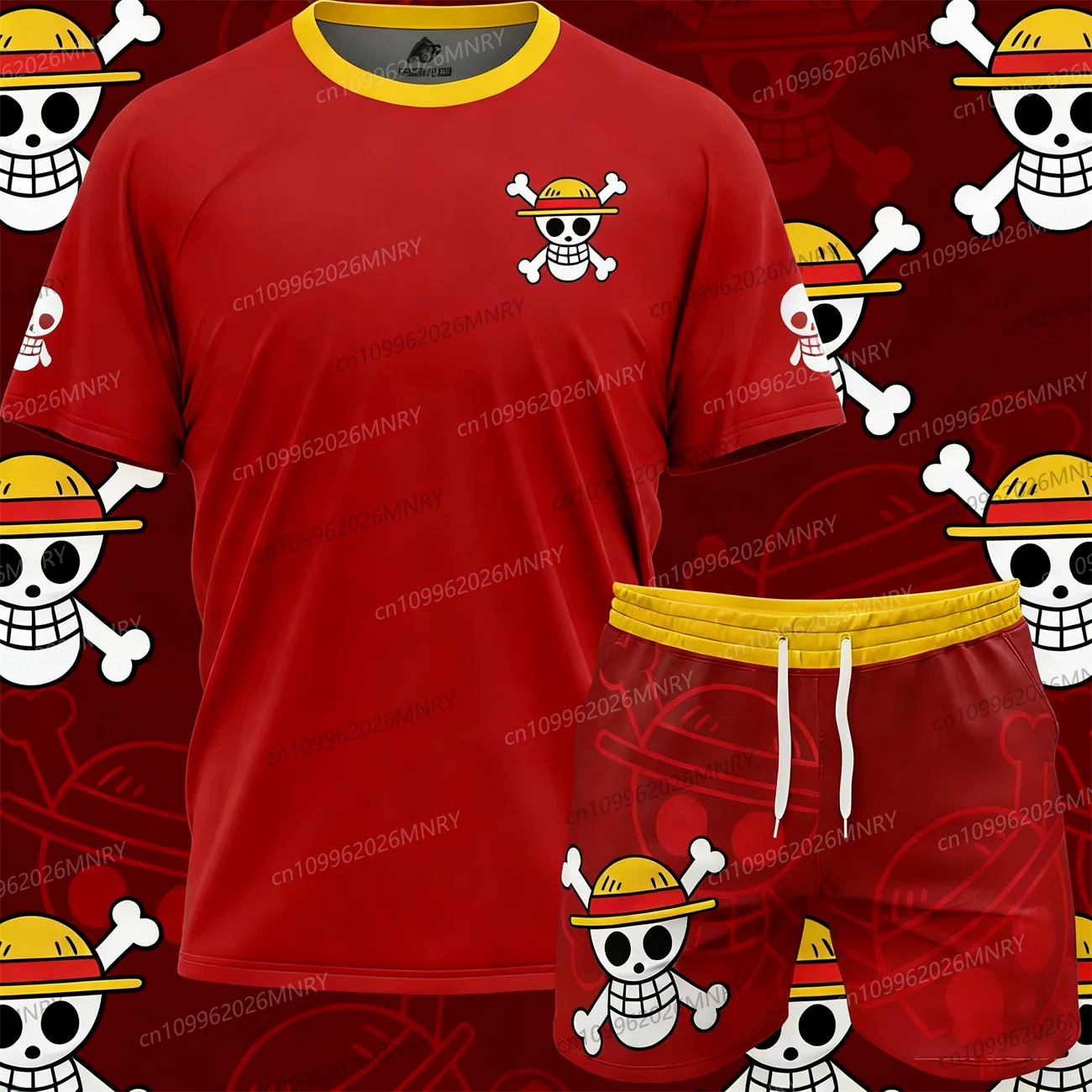 

One Piece Luffy Fitness man Short Sleeve two piece set summer tracksuit Children/Adults Breathable Oversized Set Men's clothing