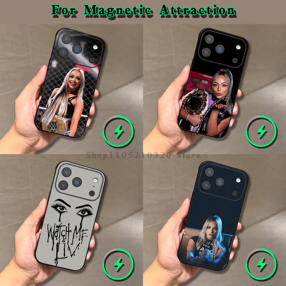 

W-WWE L-Liv Morgan Phone Case For iPhone 16,17,15,14,13,12,11,Pro,Max,Plus,E,Air,Mini Magnetic Magsafe Frosted Black soft