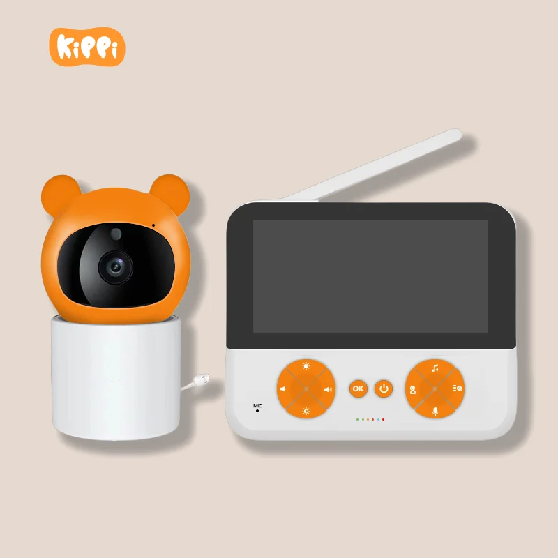 Baby Monitor 5 Inch 2.4G Wireless Connection Baby Camera Scheduled Feeding Temperature Monitoring Soothing Music