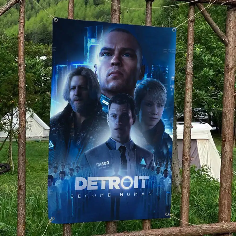 Game D-Detroit Become Human High End Quality Banner Printing Artistic Atmosphere Style Camping Flag