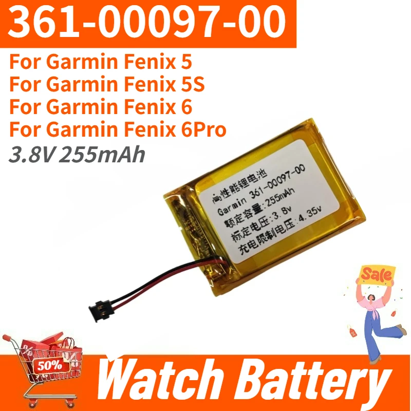 

High Quality Watch Battery 361-00097-00 3.8V 255mAh For Garmin Fenix 5 / 5S / 6 / 6Pro Brand New Replacement Battery