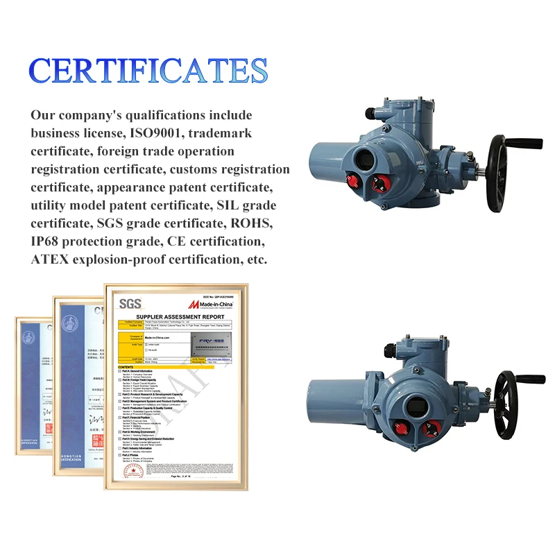 Multi Turn Electric Valve Actuator IP67 Modulating Duty Actuator Torque 300Nm 1/3 Phase 50Hz Angle Valves