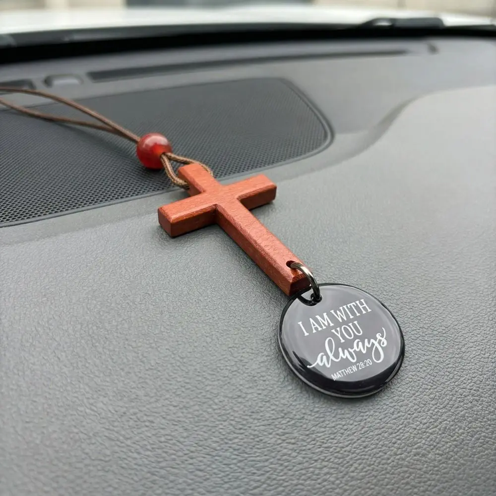 Wooden Cross NFC Bible Cross Pendant Handmade Daily Encouragement Daily Bible Verse Charm Prayer Time Inspirational