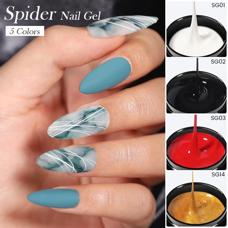 BORN PRETTY 5ml White Black Silver Spider Drawing Gel Nail Polish UV Painting Outline Gel Varnish Nails Art All For Manicure images - 6