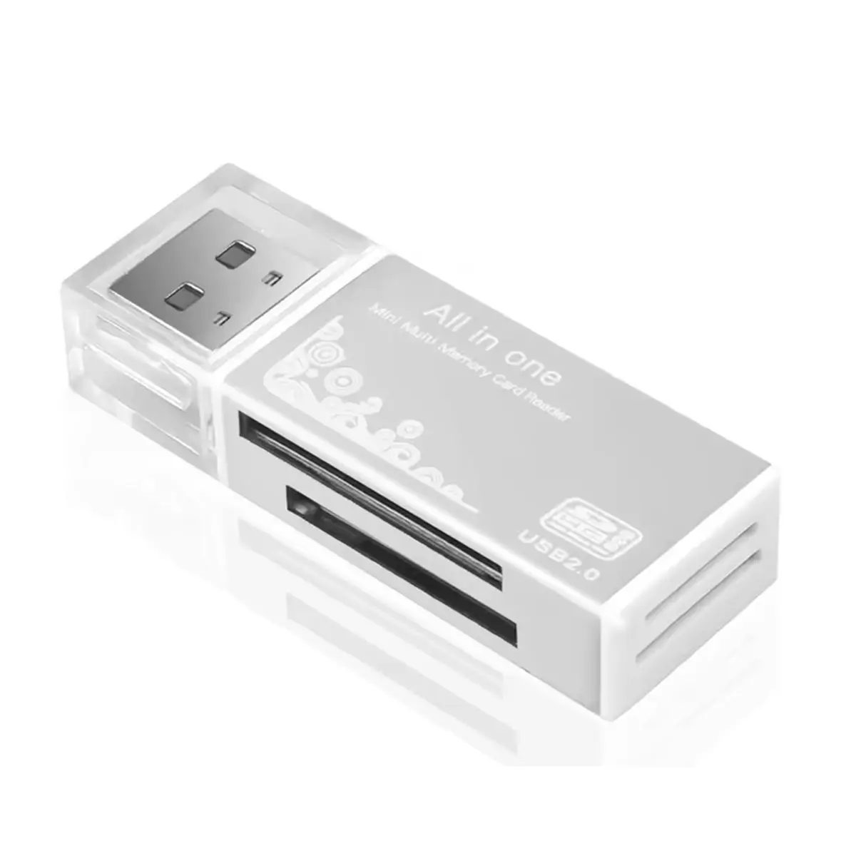Friendly!USB 2.0 Card Reader 4 in 1 Multi Card Reader Memory Adapter for Memory Stick T-Flash/M2/MS Card Reader Silver