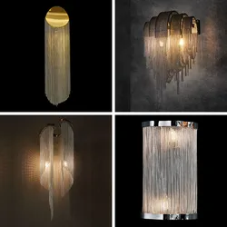 Modern Minimalist Luxury Tassel Chain Wall Lamp Living Room Decoration Bedroom Bedside  Led Indoor Lighting For Home Decor