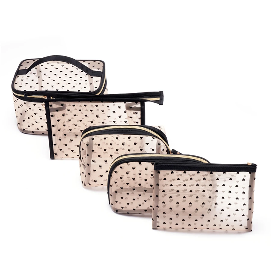 5pcs/set Transparent Mesh Makeup Bag Multifunction Portable Women Cosmetic Storage Pouch Ladies Toiletry Lipstick Organizer Bags