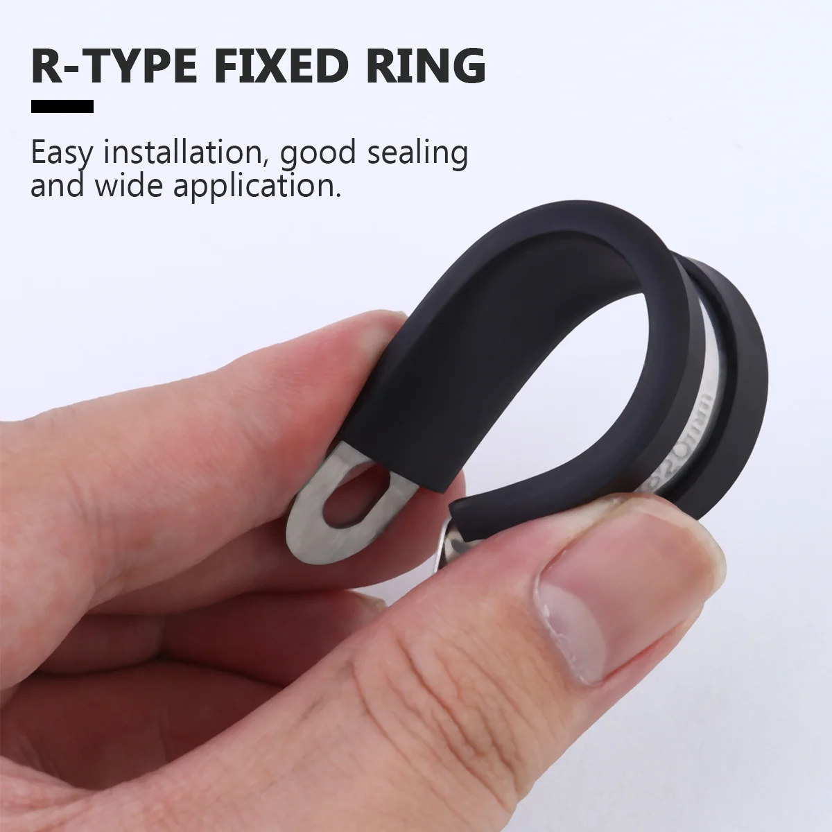 

12Pcs R-Type Cable Clips Black 5x3x1.8cm Practical Durable Wire Clamps Multipurpose Fixing Clips for Home Industry Automobile