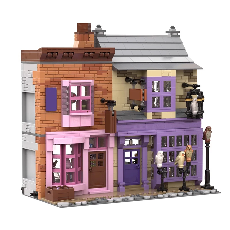 Bricklink City House MOC Magic Movie Diagon Alley Sweet Shop Apothecary Shop and Magical Menagerie Set Building Blocks Toys Gift