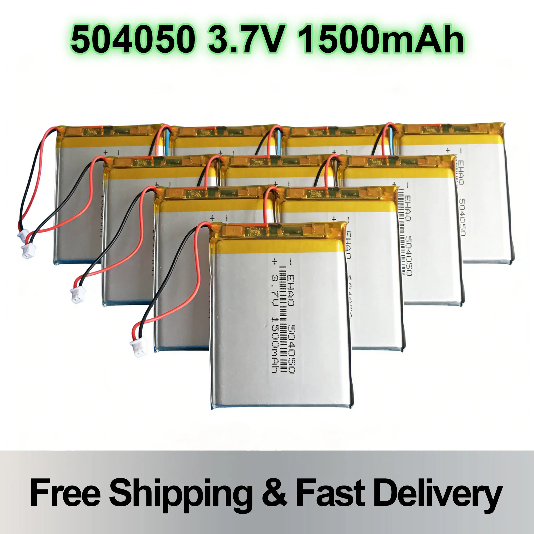 504050 3.7V 1500mAh Lipo Battery JST 1.25mm 2Pin Plug Rechargeable for GPS MP3 Bluetooth Speaker Camera DVD Recorder