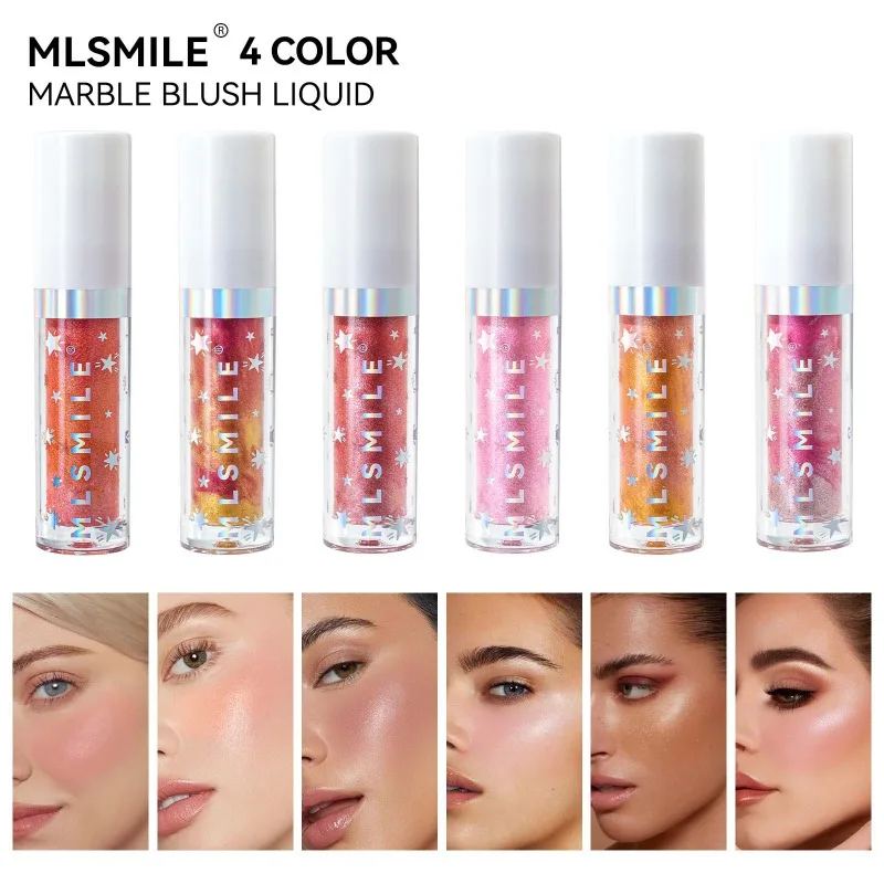 Natürliches Rouge, Wangentönung, Glitzer, flüssiger Samt, Gesichtspigment, langlebig, orangefarbener Pfirsich, Wangentönung, Creme, Rouge, Make-up, Kosmetik