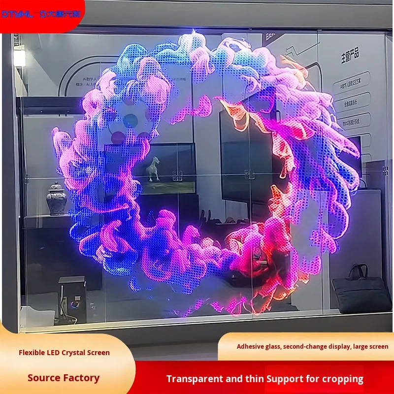 LED Holographic Invisible Screen Transparent Flexible Film Display Screen HD 3D Naked-Eye Indoor Display Screen