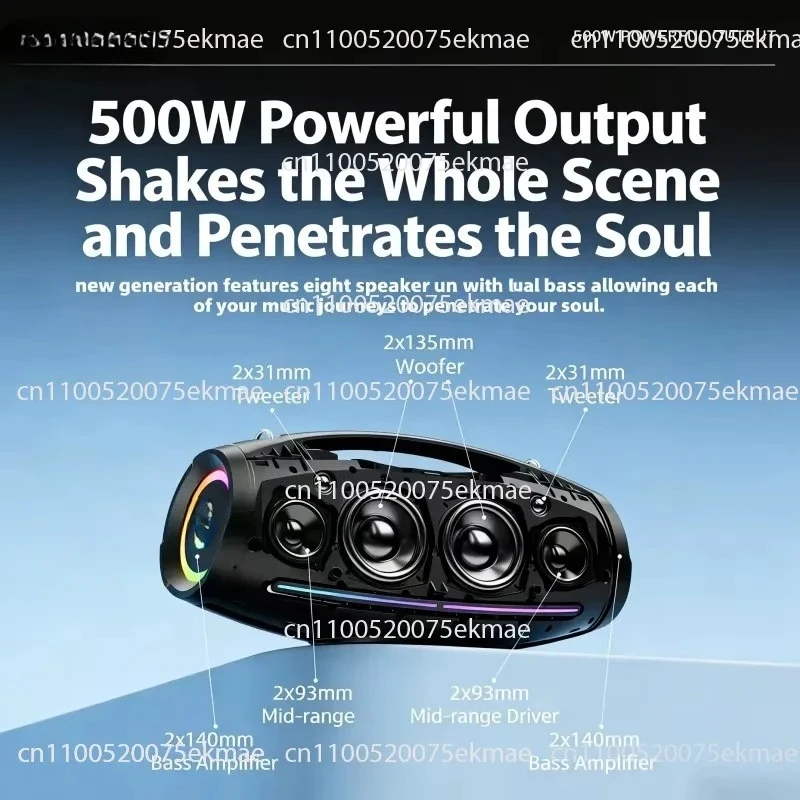 S1615 PRO 500W Wireless Speaker with Deep Bass Stereo Subwoofer, RGB Lighting, Support USB/AUX/Mic-in/HDM1/TWS view 2